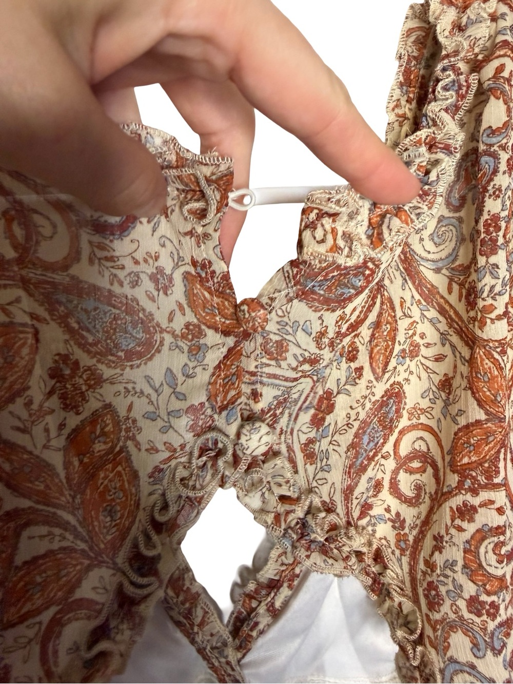 ๐๐ค VENUS Paisley Ruffle Cutout Mini Dress Size 6 Boho Long Sleeve ๐คโจ - Picture 4 of 6